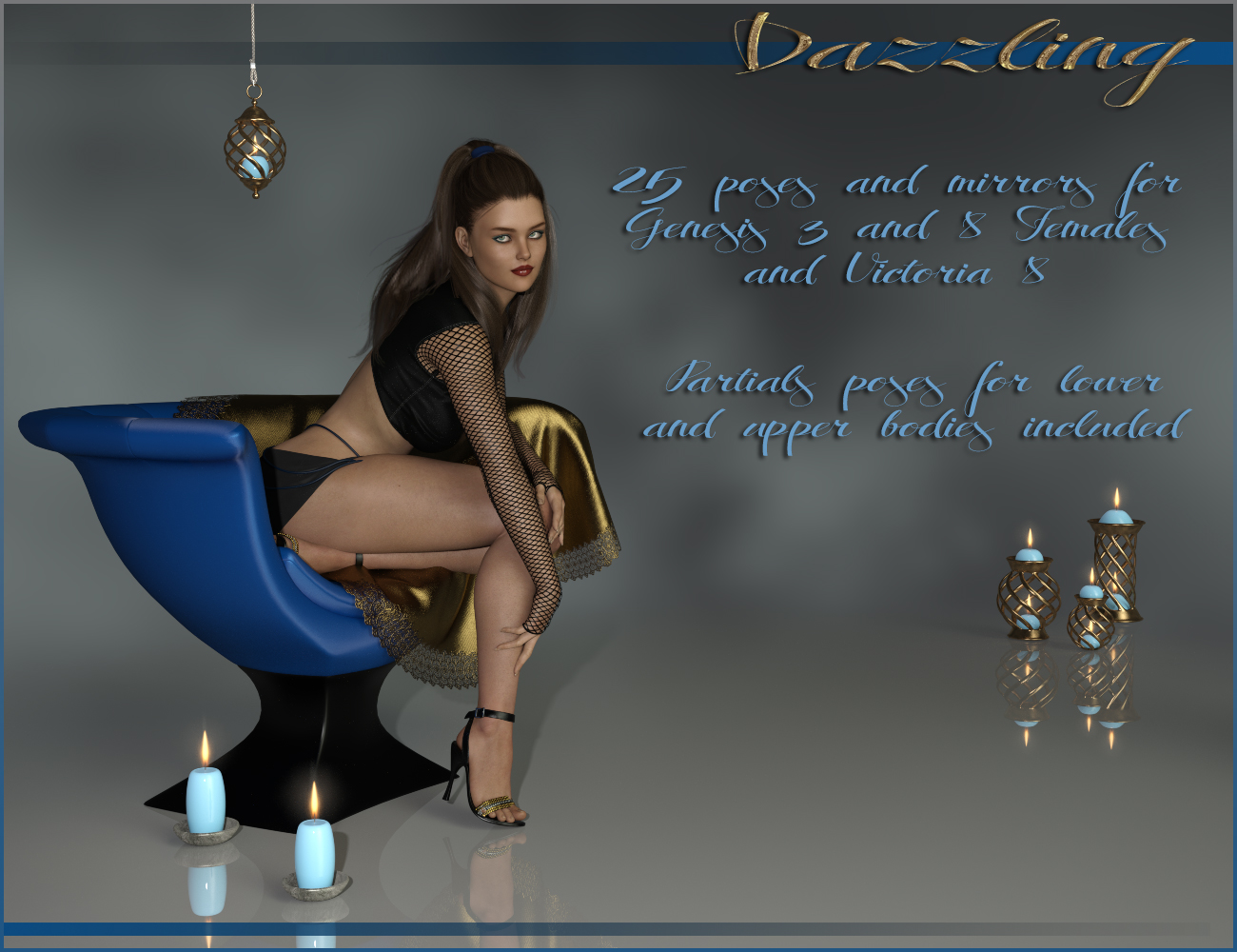 Dazzling - Poses for Genesis 3 and 8 Female(s) by: ilona, 3D Models by Daz 3D