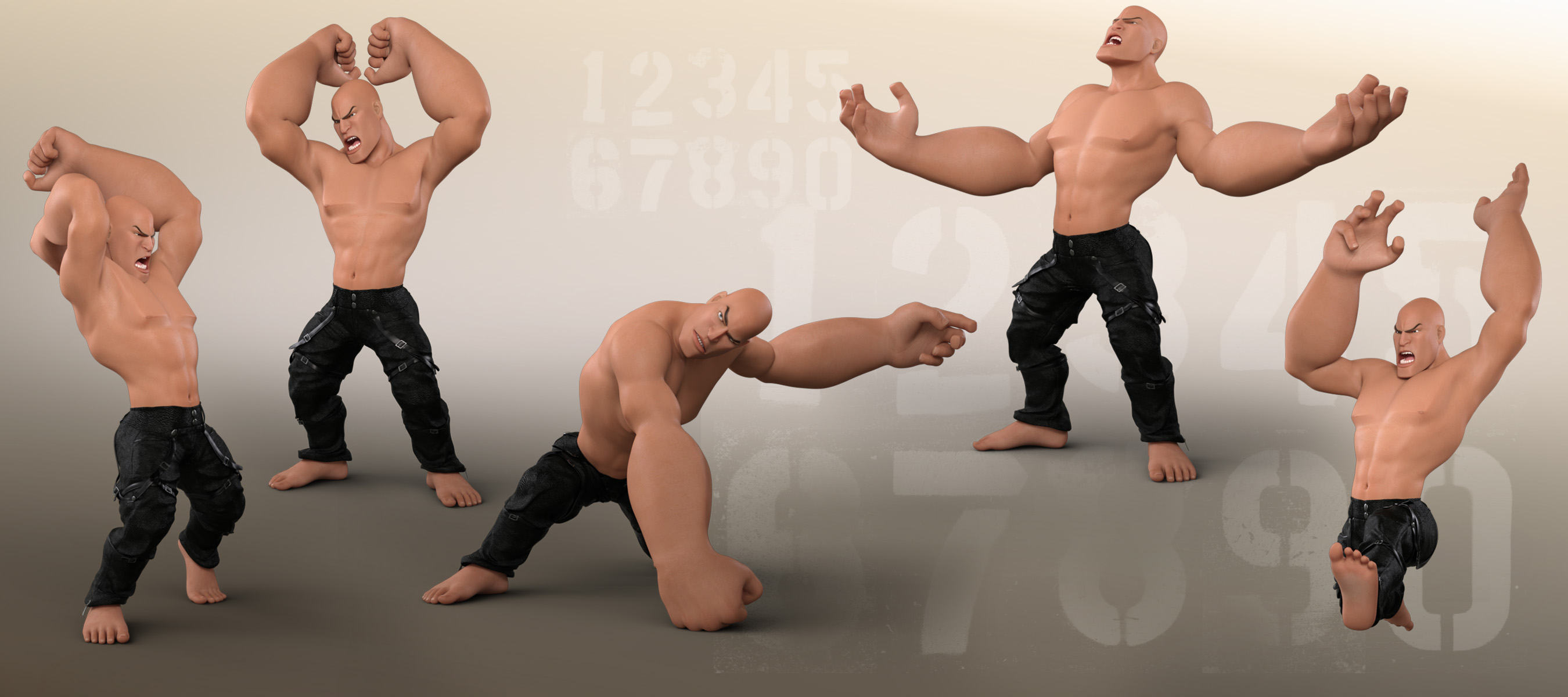 Z Almighty Powers - Poses and Expressions for Toon Dwayne 8 and Genesis 8 Male by: Zeddicuss, 3D Models by Daz 3D