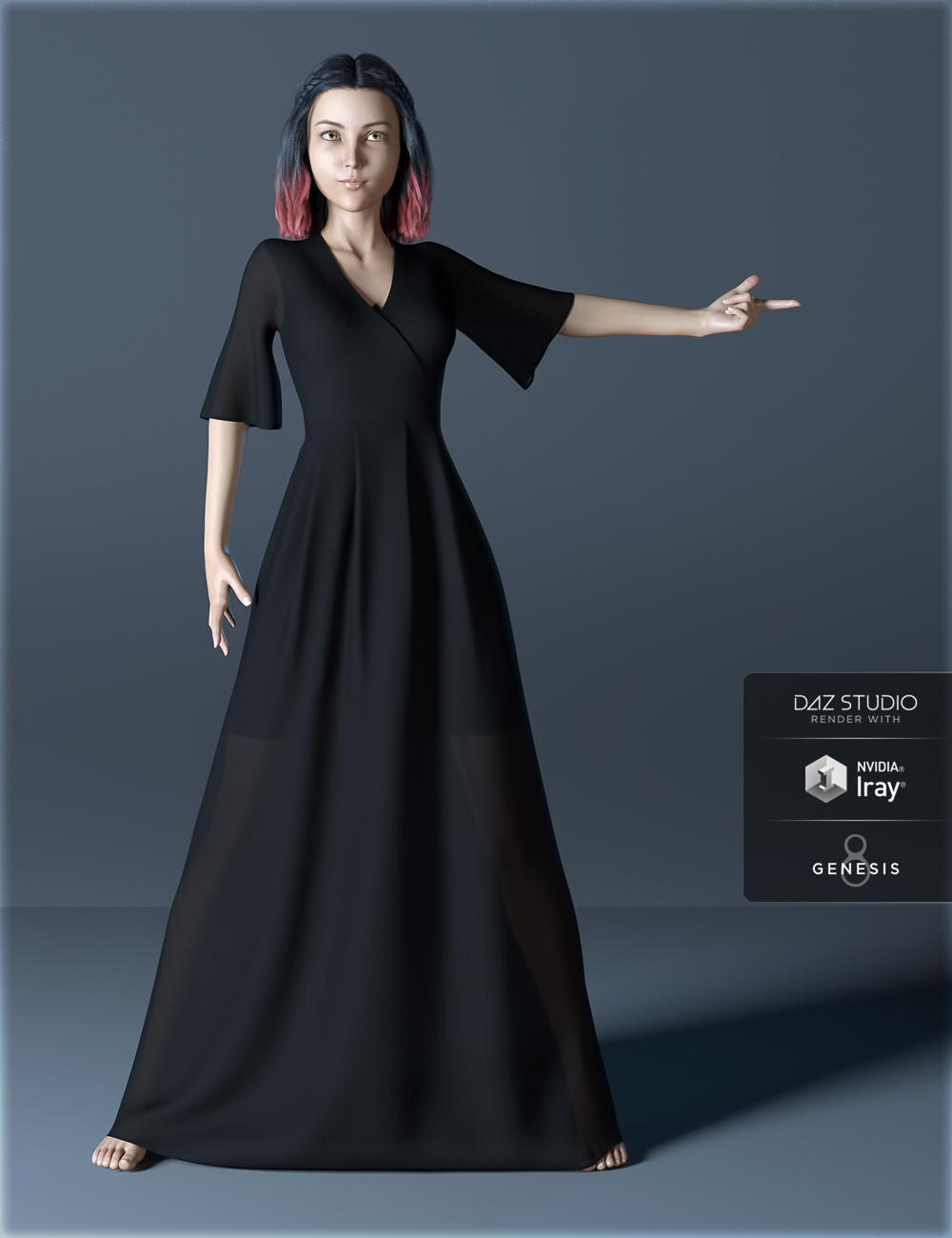 H&C dForce Floral Dress for Genesis 8 Female H&C dForce Floral Dress for Genesis 8 Female by: IH Kang, 3D Models by Daz 3D