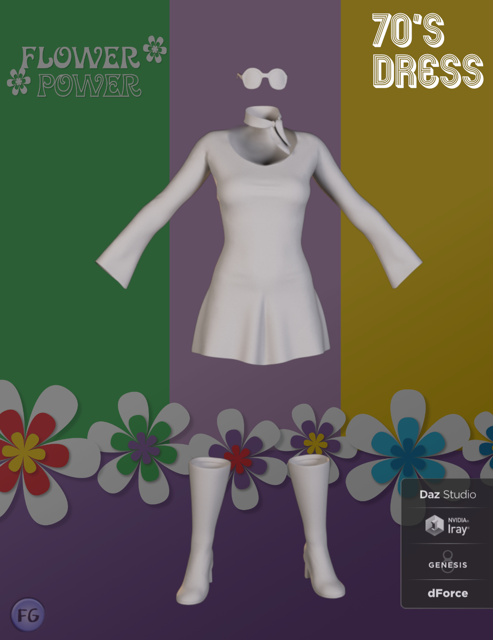 FG 70's dForce Outfit for Genesis 8 Female(s) by: Fugazi1968, 3D Models by Daz 3D