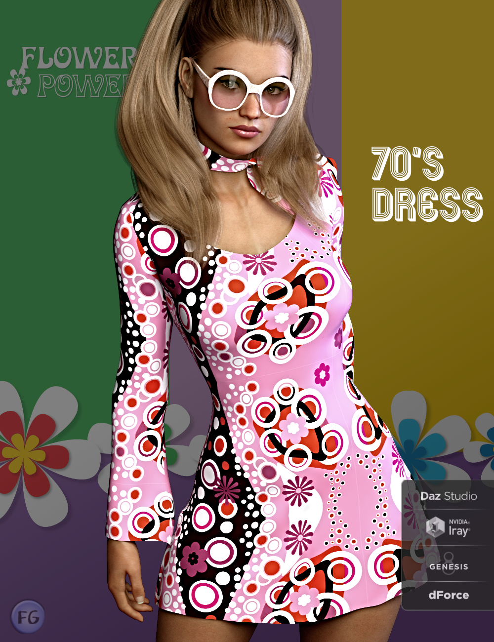 FG 70's dForce Outfit for Genesis 8 Female(s) by: Fugazi1968, 3D Models by Daz 3D