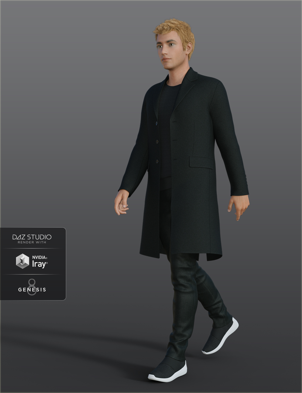 H&C Trench Coat Outfit for Genesis 8 Male(s) by: IH Kang, 3D Models by Daz 3D