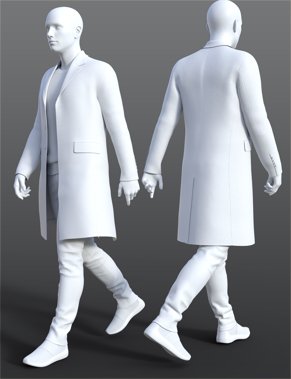 H&C Trench Coat Outfit for Genesis 8 Male(s) by: IH Kang, 3D Models by Daz 3D