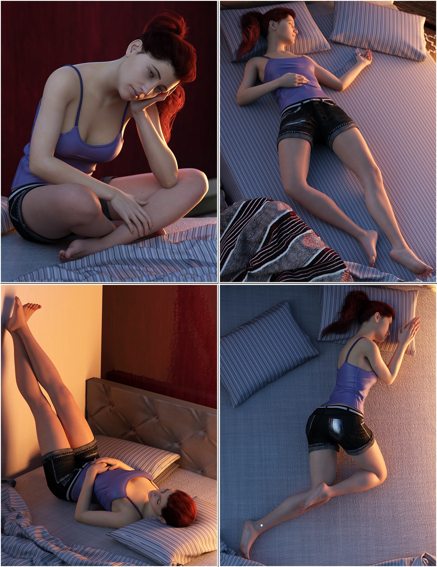 Bed Hogs II Poses for Genesis 8 Female by: Devon, 3D Models by Daz 3D