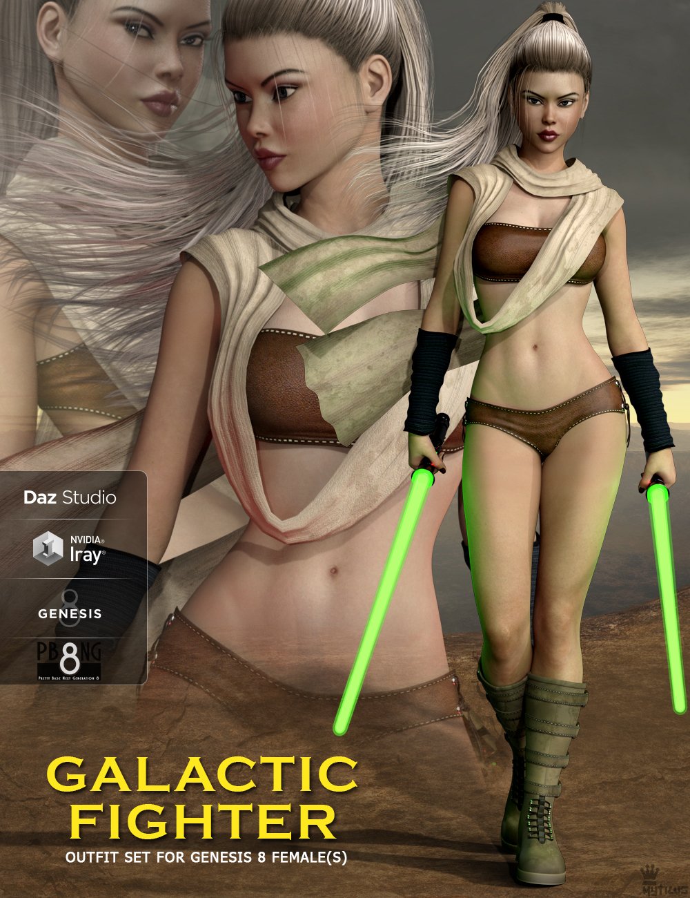 Galactic Fighter Outfit Set for Genesis 8 Female(s) by: Mytilus, 3D Models by Daz 3D