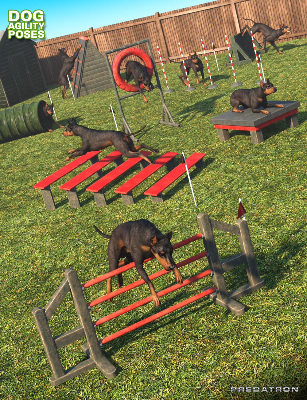 Dog Agility Course Poses by: Predatron, 3D Models by Daz 3D
