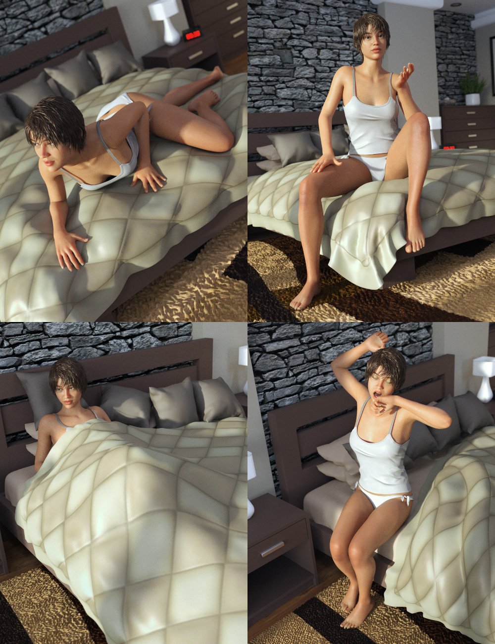 Granite Bedroom Poses by: Predatron, 3D Models by Daz 3D
