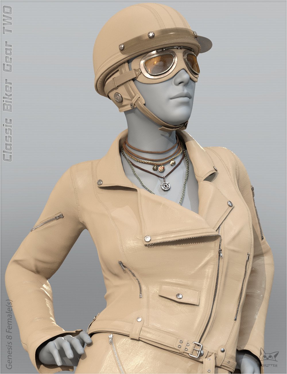 Classic Biker Gear TWO for Genesis 8 Female(s) by: BadKitteh Co, 3D Models by Daz 3D