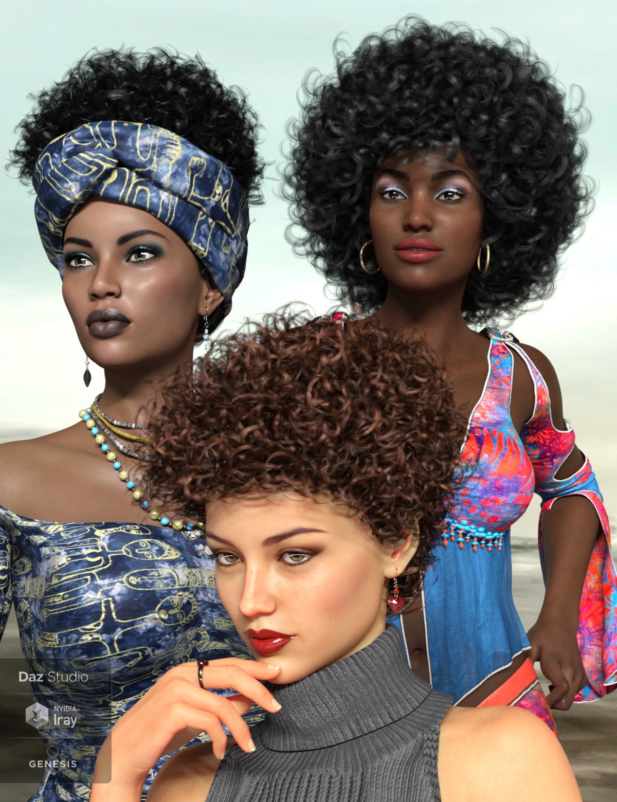 Zahara Hair 2 for Genesis 8 Female(s) by: 3D-GHDesign, 3D Models by Daz 3D