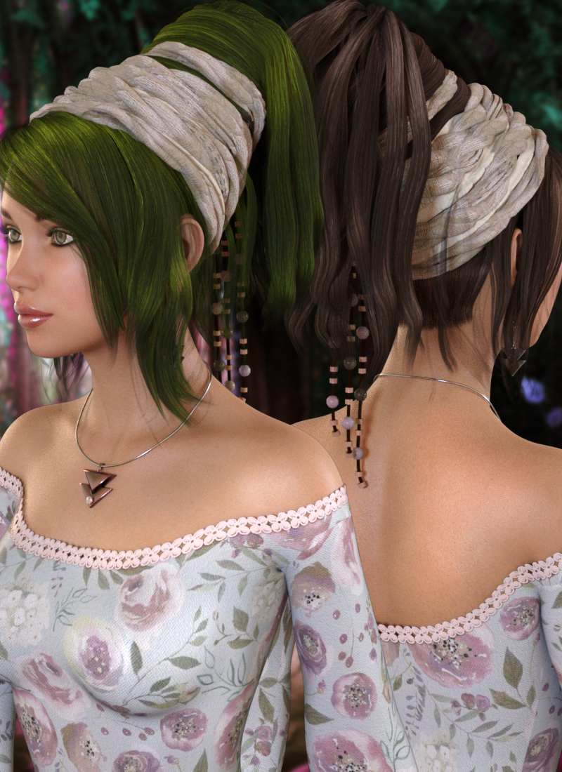 Boho Hair for Genesis 3 and 8 Female(s) by: Propschick, 3D Models by Daz 3D
