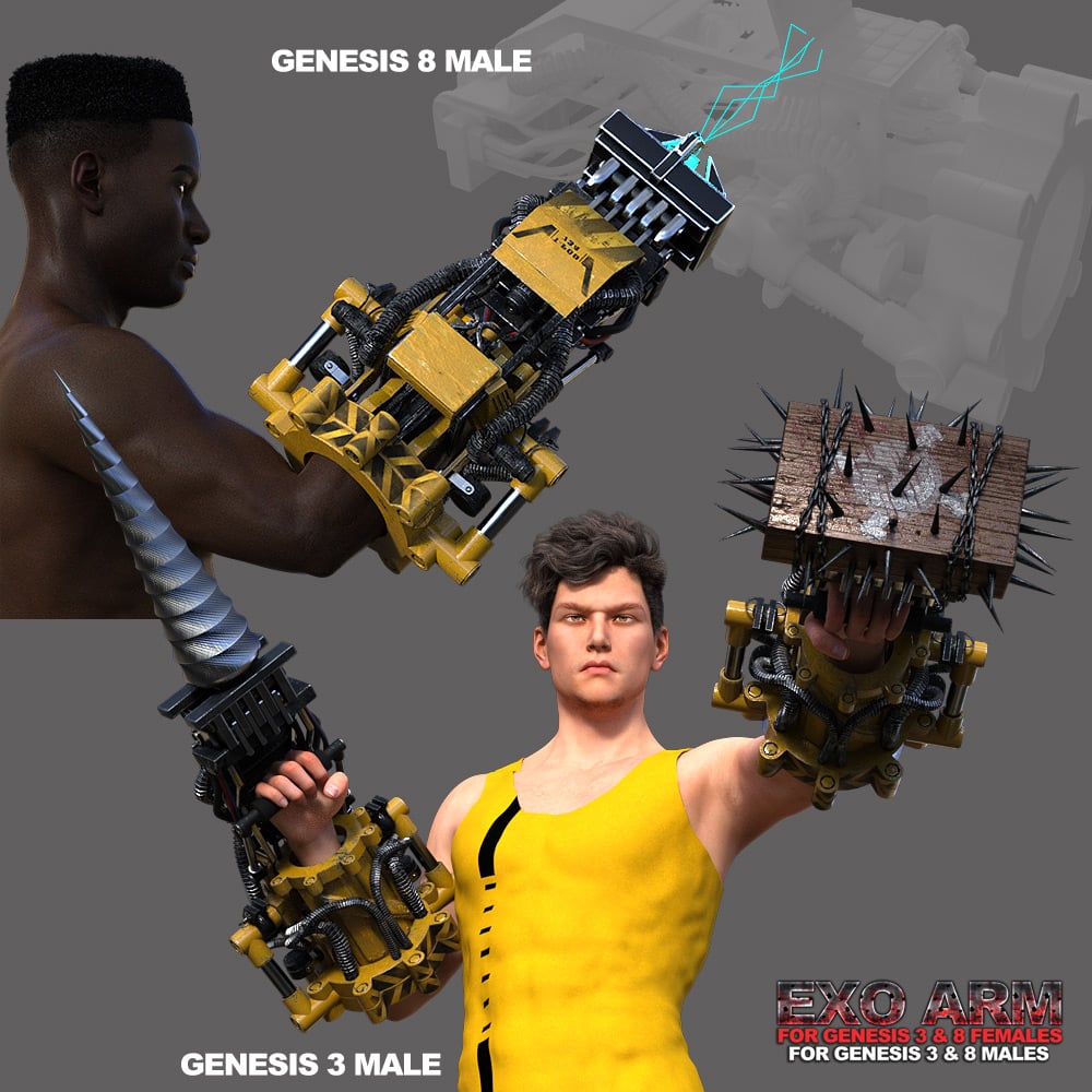 EXO Arm for Genesis 3 and 8 by: powerage, 3D Models by Daz 3D