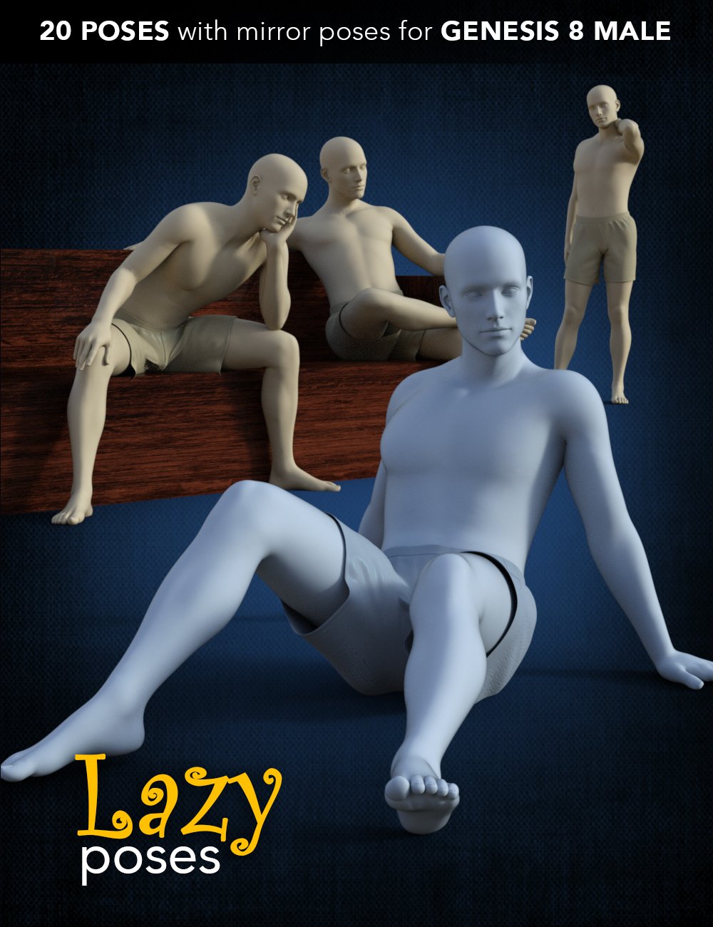 Lazy Poses for Genesis 8 Male by: SJohnston Studio, 3D Models by Daz 3D