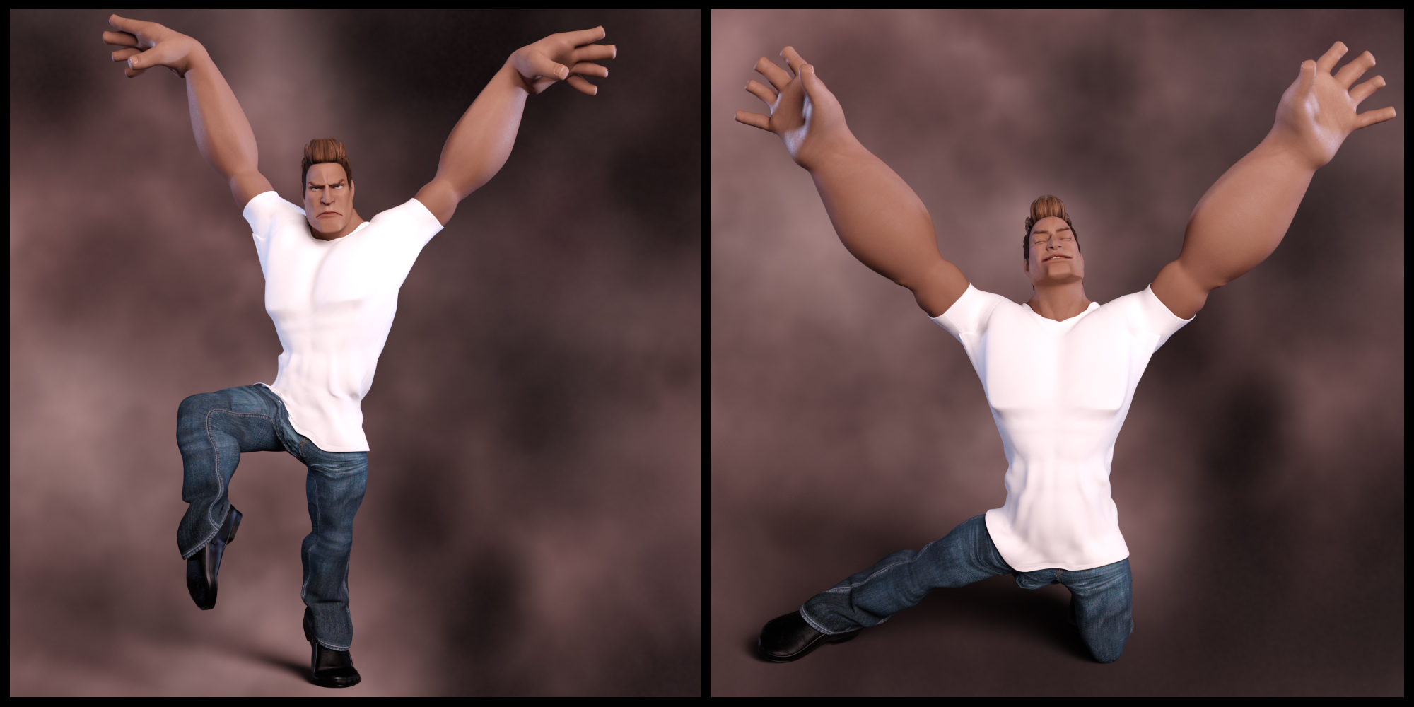 Variety Poses and Expressions for Toon Dwayne 8 and Genesis 8 Male by: lunchlady, 3D Models by Daz 3D