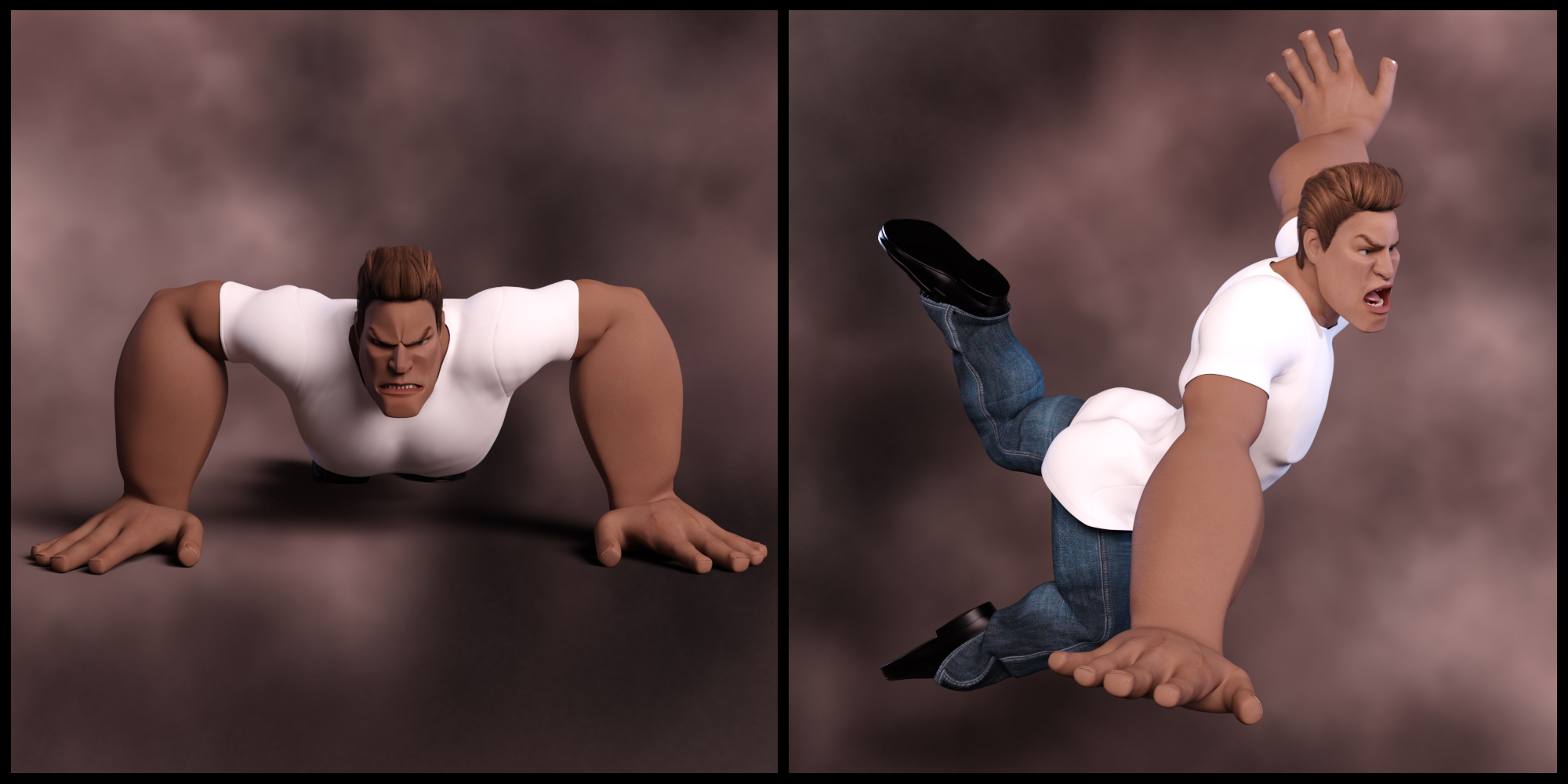 Variety Poses and Expressions for Toon Dwayne 8 and Genesis 8 Male by: lunchlady, 3D Models by Daz 3D
