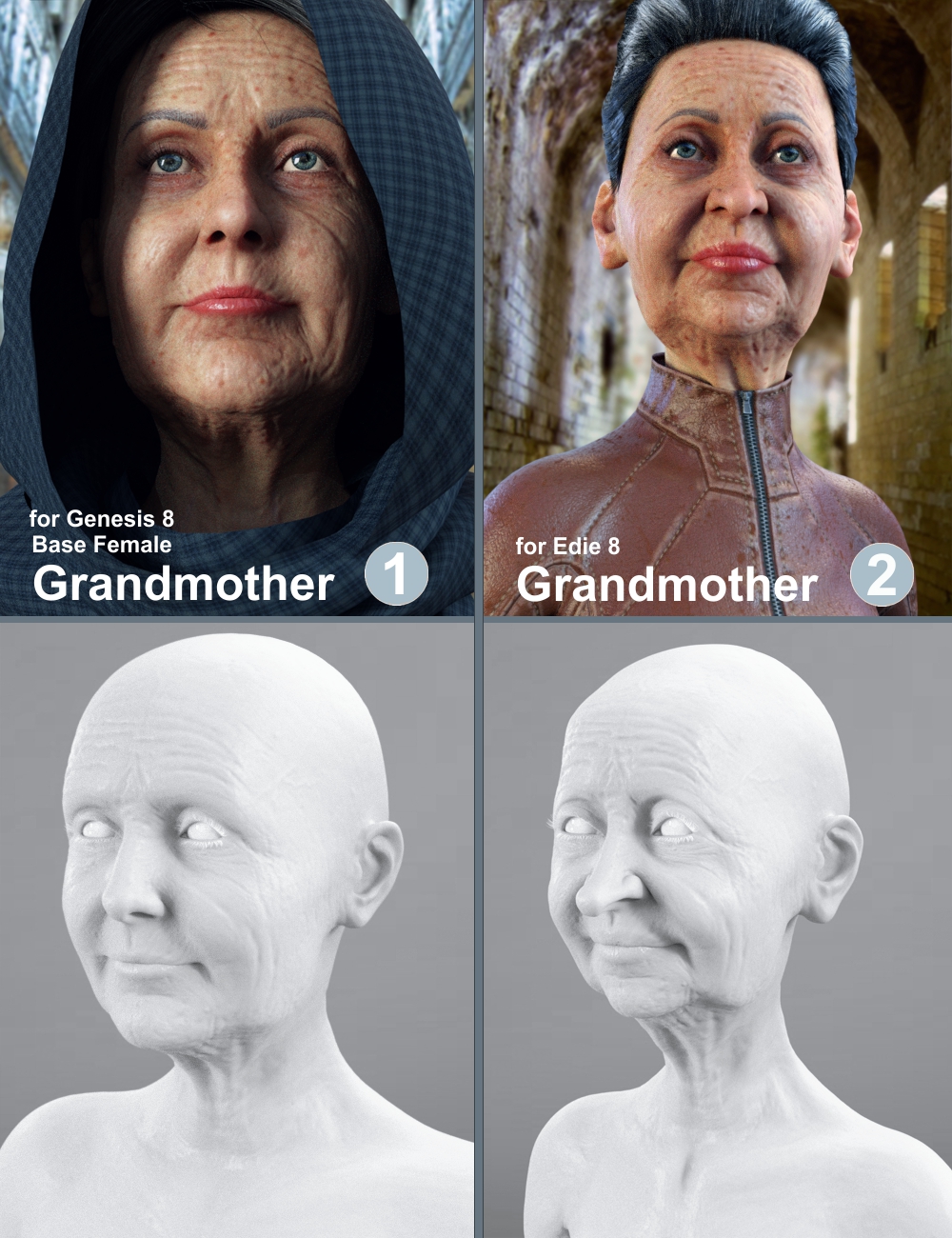 Grandmother HD for Genesis 8 Female and Edie 8 by: AlFan, 3D Models by Daz 3D