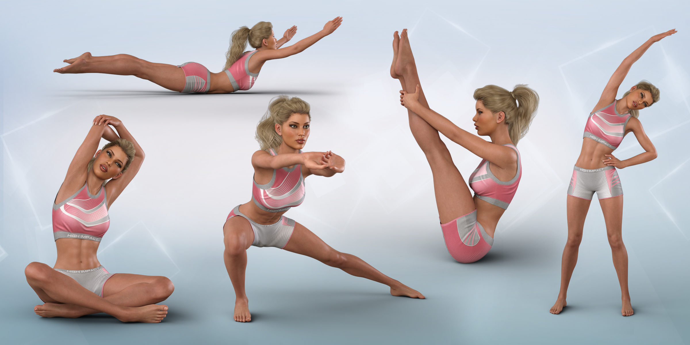 Z Utility Series : Fitness Exercise - Poses and Partials for Genesis 3 and 8 Female by: Zeddicuss, 3D Models by Daz 3D