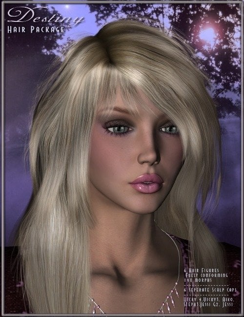 Destiny Hair Pak by: Magix 101, 3D Models by Daz 3D