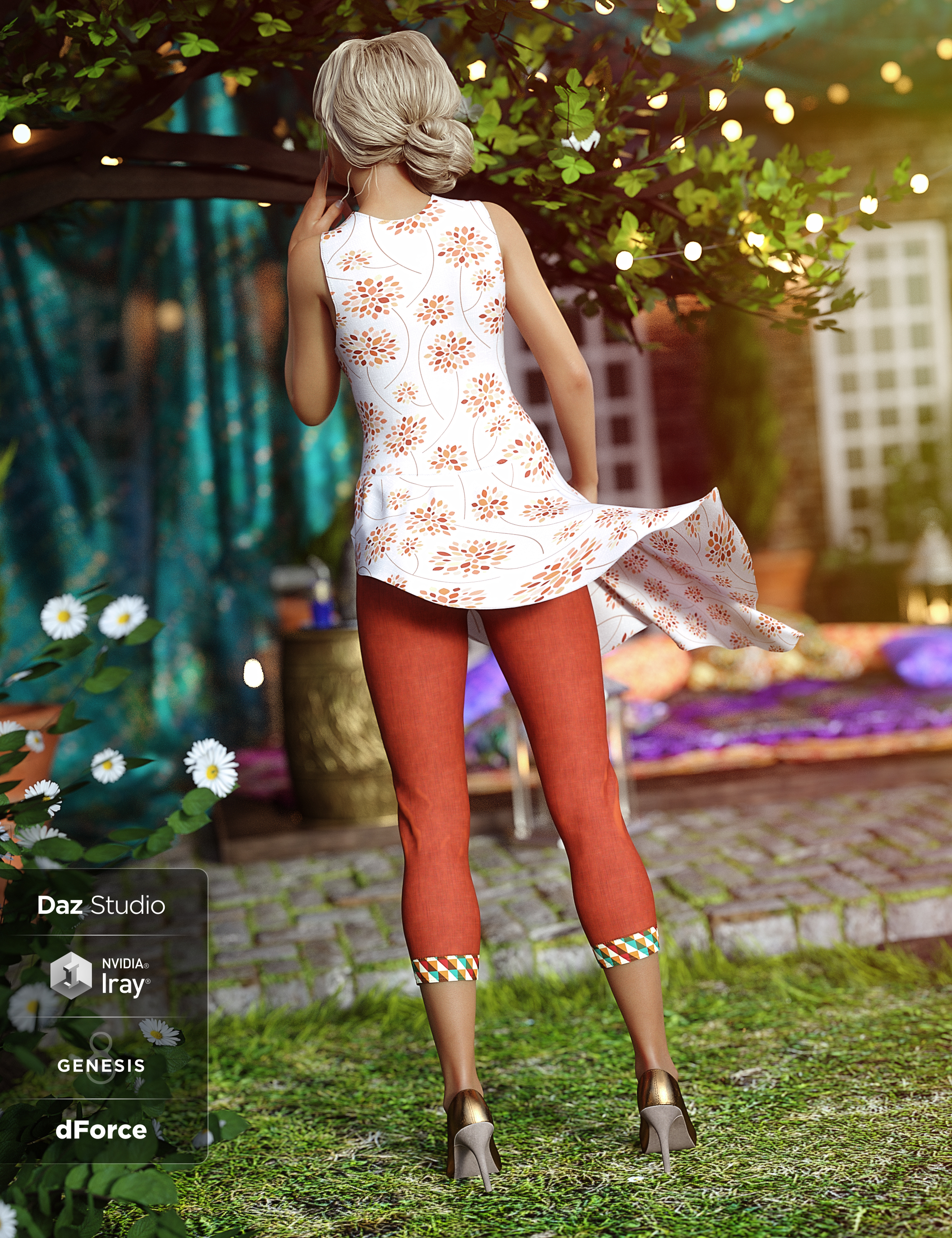 dForce Casual Spring Outfit for Genesis 8 Female(s) by: Moonscape GraphicsSadeUmblefugly, 3D Models by Daz 3D