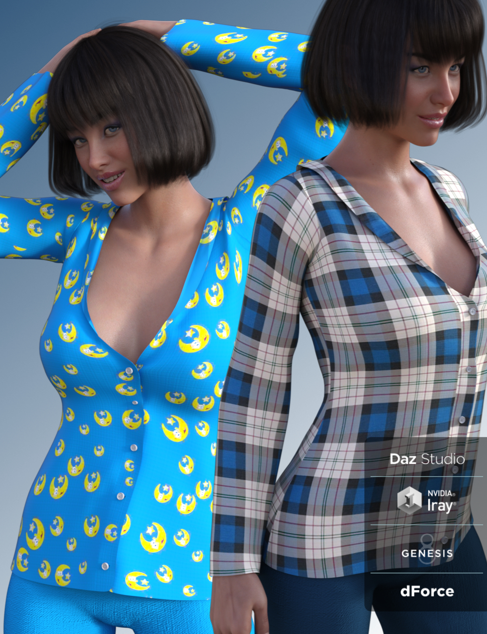 FG dForce Silk Pajamas for Genesis 8 Female(s) by: Fugazi1968, 3D Models by Daz 3D