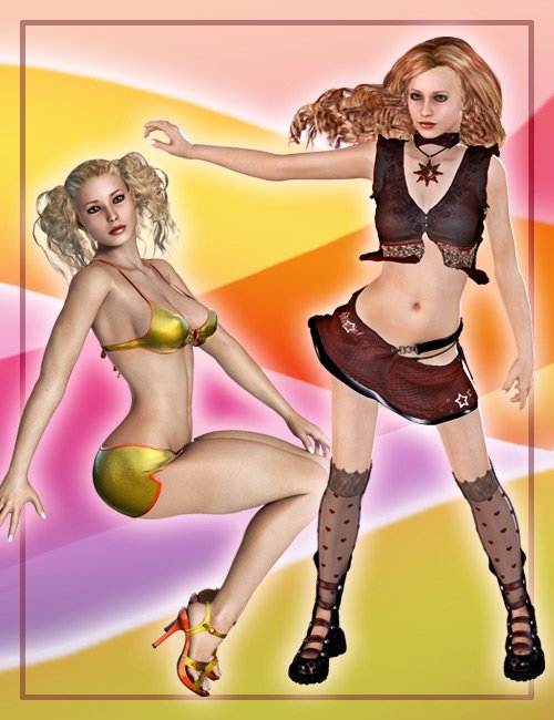Calendar Girls for V4 by: 4blueyes, 3D Models by Daz 3D