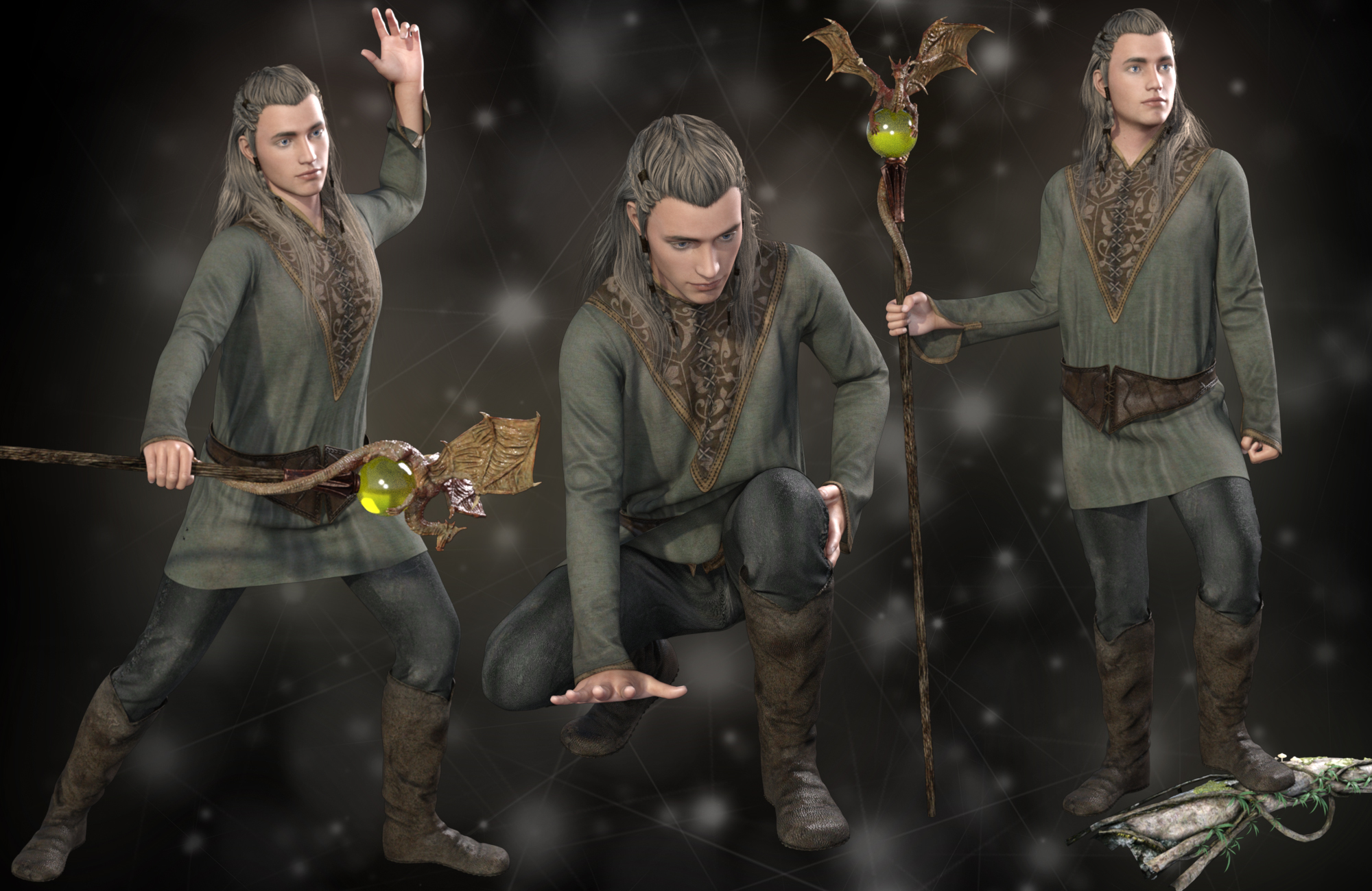 Wise Wizard Poses and Magic Props for Genesis 8 Male(s) by: Luthbellina, 3D Models by Daz 3D
