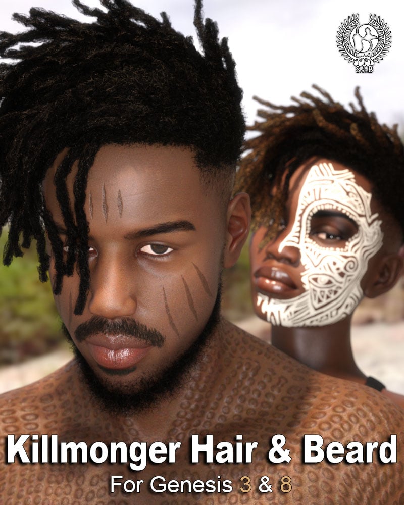 Killmonger Hair and Beard for Genesis 3 and 8 [Documentation Center]