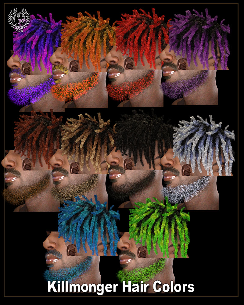 Killmonger Hair and Beard for Genesis 3 and 8 by: SamSil, 3D Models by Daz 3D