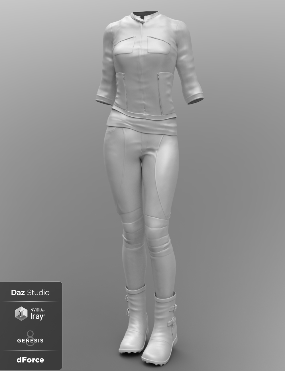 dForce Sleek Rider Outfit for Genesis 8 Female(s) by: DirtyFairyUmblefugly, 3D Models by Daz 3D