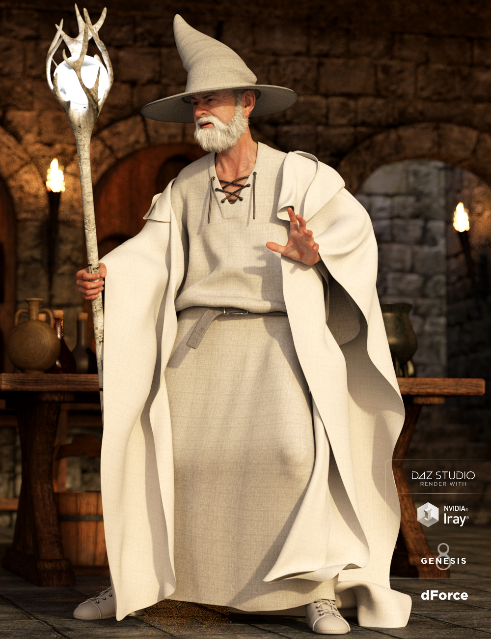 dForce Wizard Lore Outfit for Genesis 8 Male(s) by: CynderBlue, 3D Models by Daz 3D