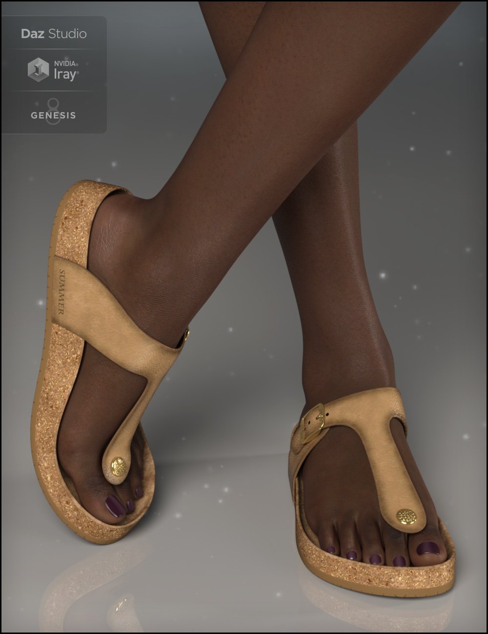 Summer Style Sandals for Genesis 8 Female(s) by: Fisty & Darc, 3D Models by Daz 3D