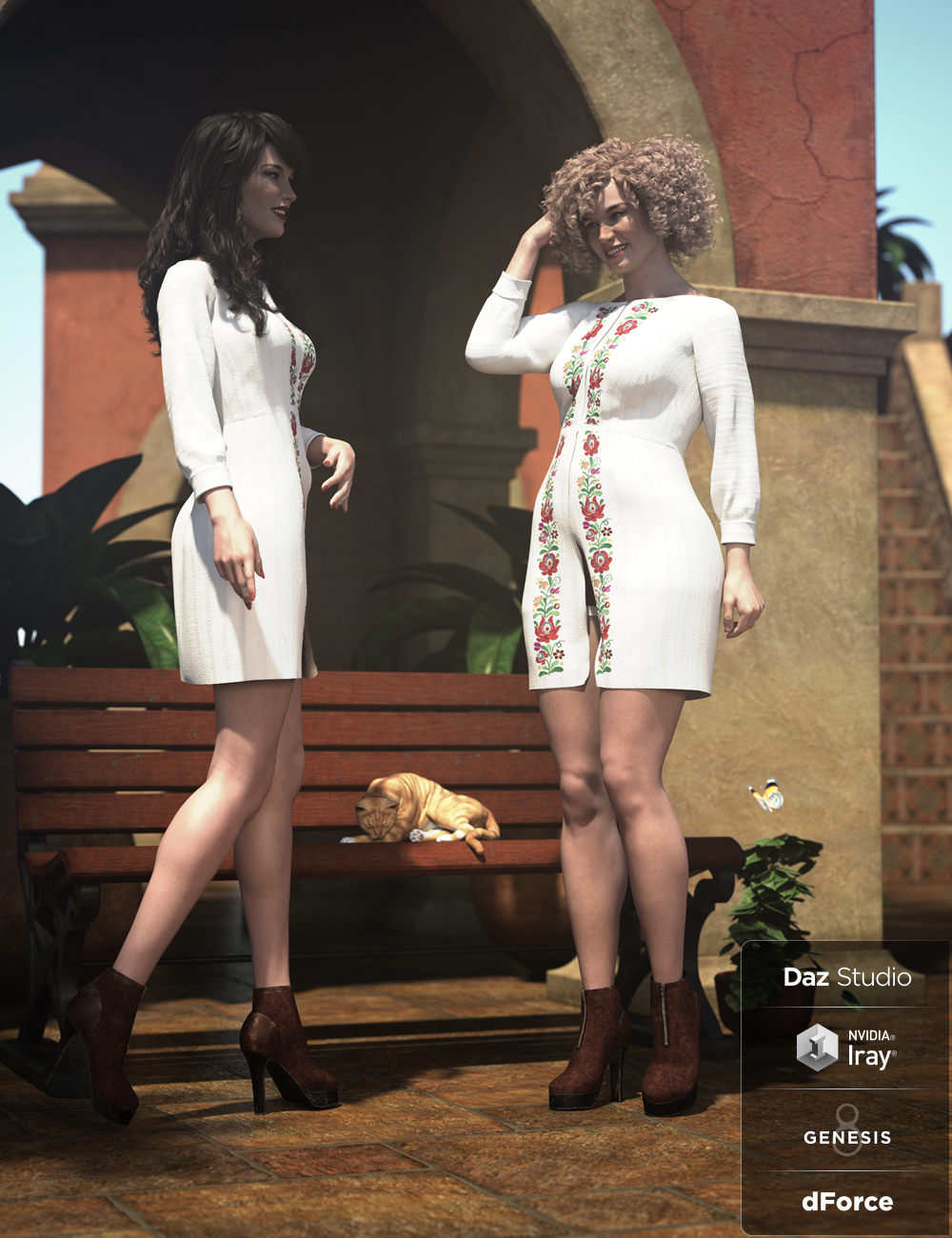 dForce Spring Breeze Outfit for Genesis 8 Female(s) by: Barbara BrundonMoonscape GraphicsSadeUmblefugly, 3D Models by Daz 3D