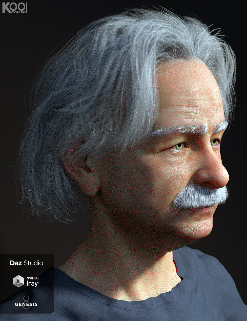 Abraham Hair and Mustache for Genesis 8 Male(s)