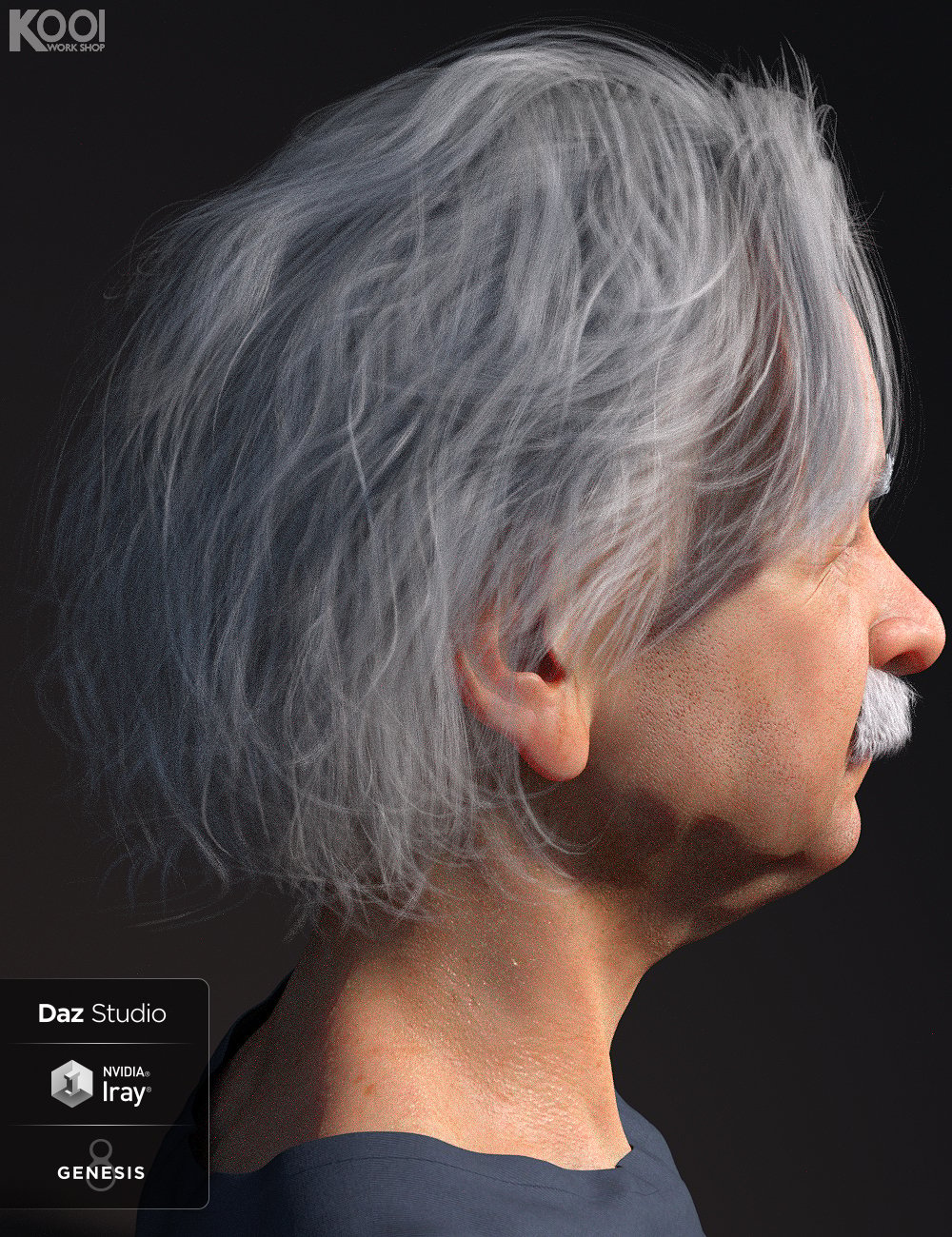 Abraham Hair and Mustache for Genesis 8 Male(s) | Daz 3D