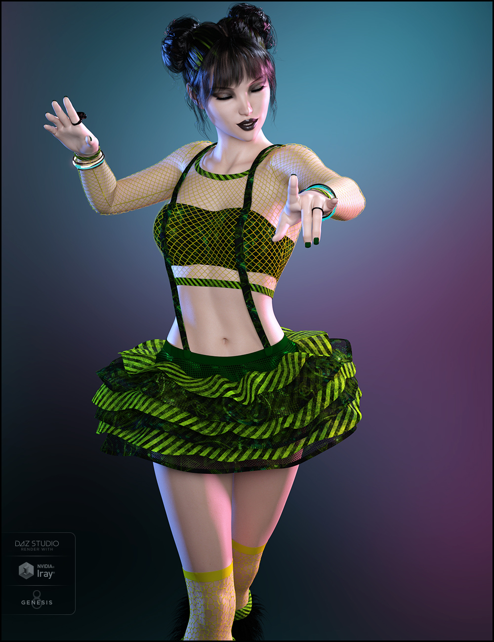 Party Monster Outfit Goth Textures Daz 3d