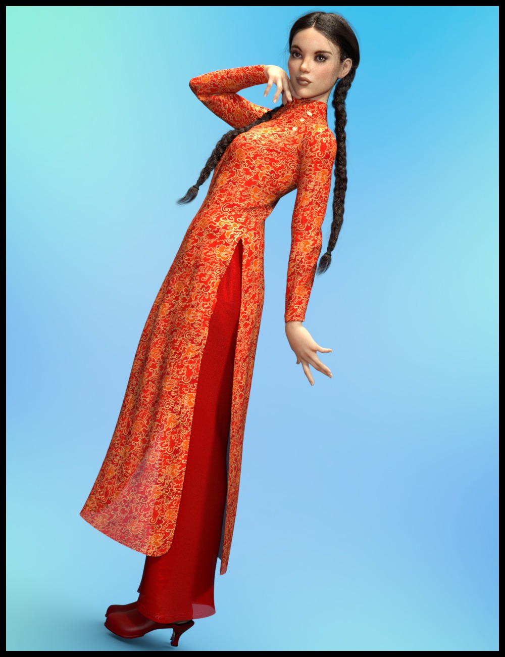 dForce Ao Dai Outfit for Genesis 8 Female(s) by: Nathy Design, 3D Models by Daz 3D