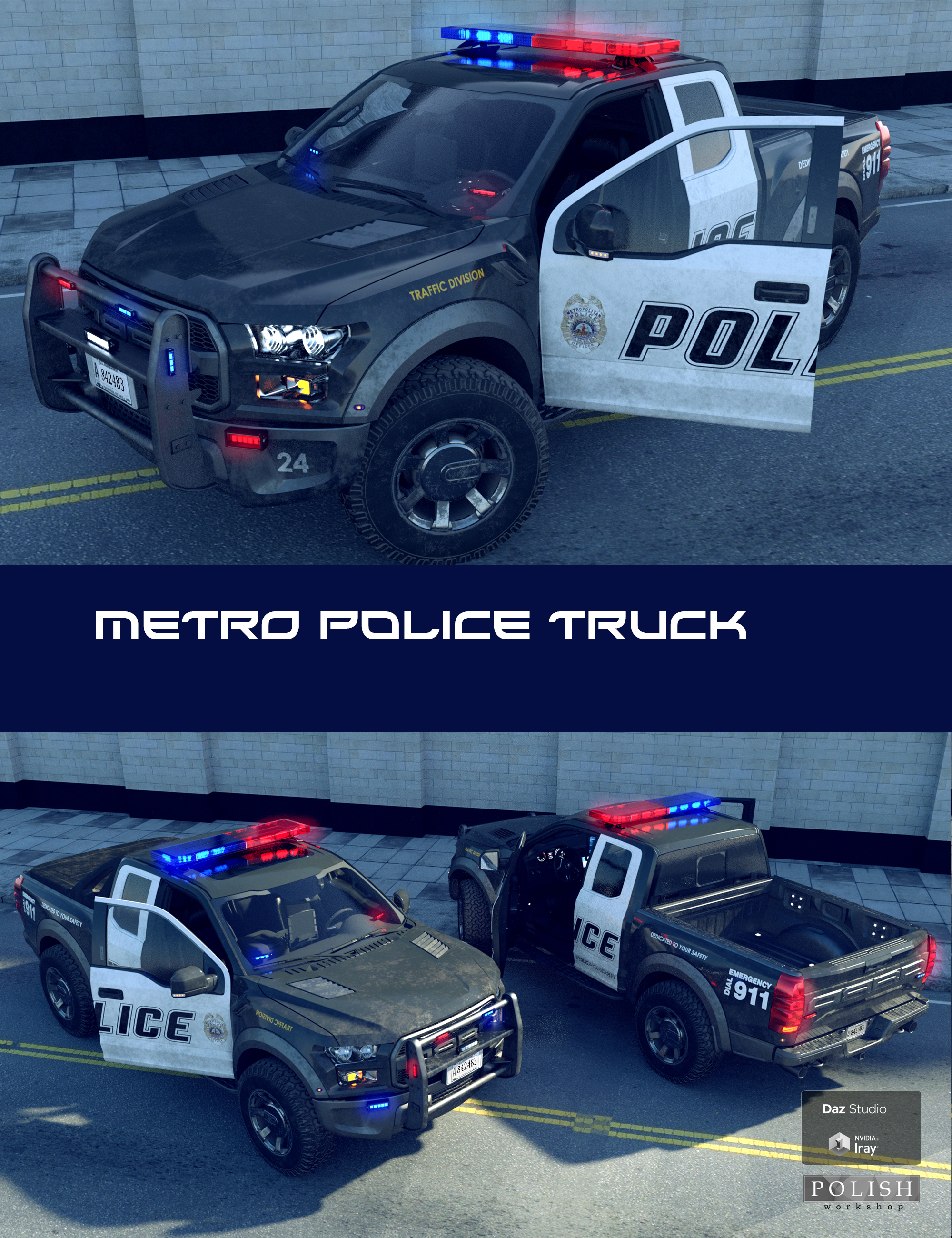 Metro Police Truck by: Polish, 3D Models by Daz 3D