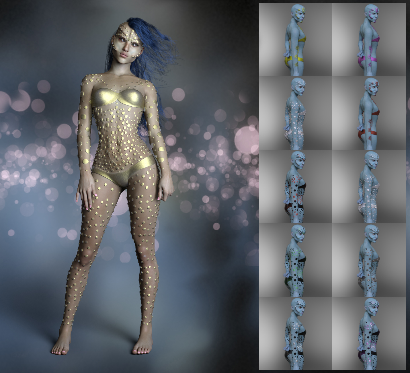 Izaro, Sharu and Bodysuit for Genesis 8 Female by: AkashaAnain, 3D Models by Daz 3D