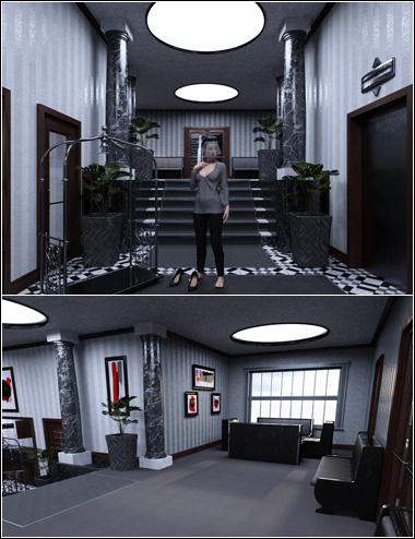 Noir Classy Art Deco Hotel Lobby by: David BrinnenForbiddenWhispers, 3D Models by Daz 3D