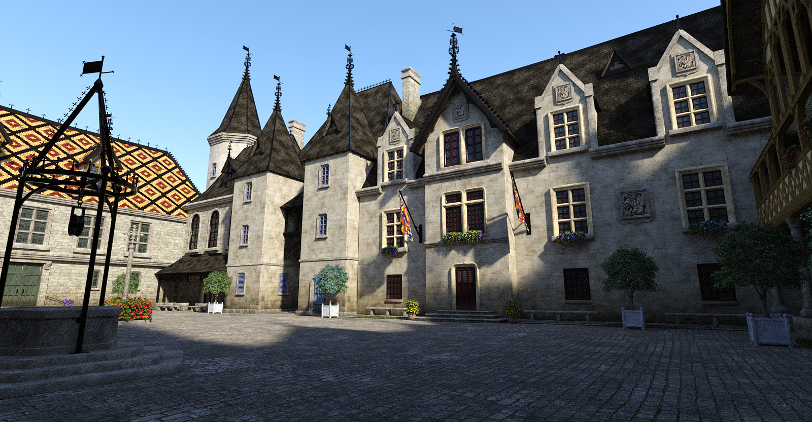 Beaune-Courtyard by: Faveral, 3D Models by Daz 3D
