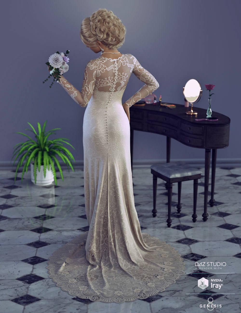 dForce White Wedding Outfit for Genesis 8 Female(s) by: PandyGirlWildDesigns, 3D Models by Daz 3D