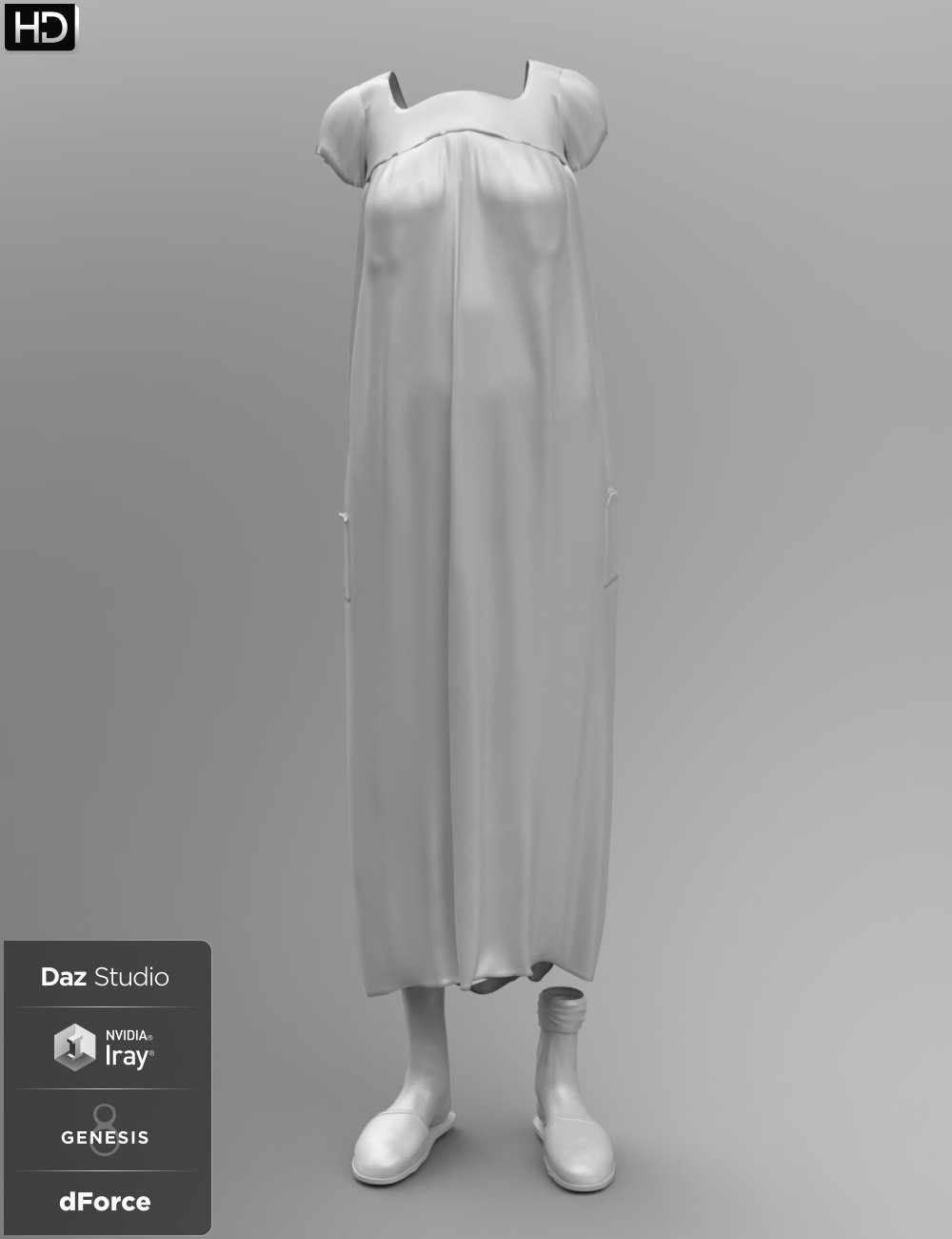 dForce Granny Nightgown Outfit for Genesis 8 Female(s) by: Anna BenjaminBarbara BrundonUmblefugly, 3D Models by Daz 3D