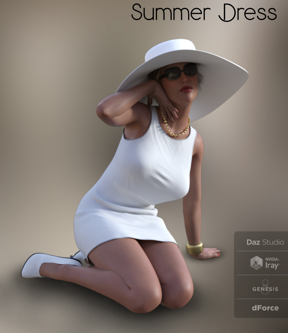 FG dForce Summer Dress for Genesis 8 Female(s) by: Fugazi1968, 3D Models by Daz 3D