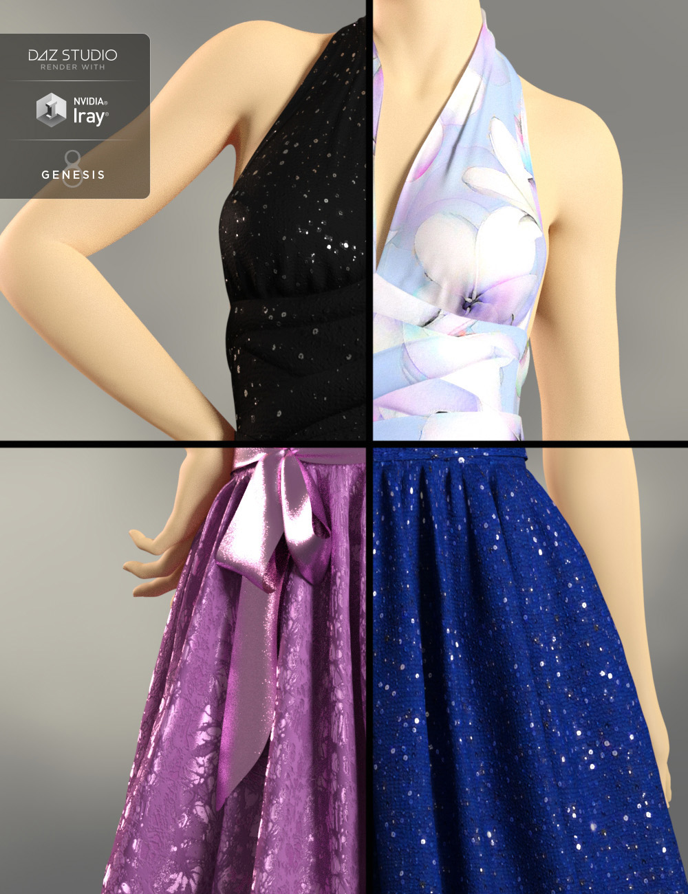 dForce Iconic Dress Textures Add-On by: Cherubit, 3D Models by Daz 3D