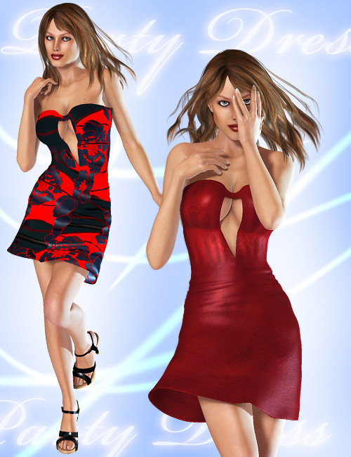 Party Dress for V4 by: 4blueyesSarsa, 3D Models by Daz 3D