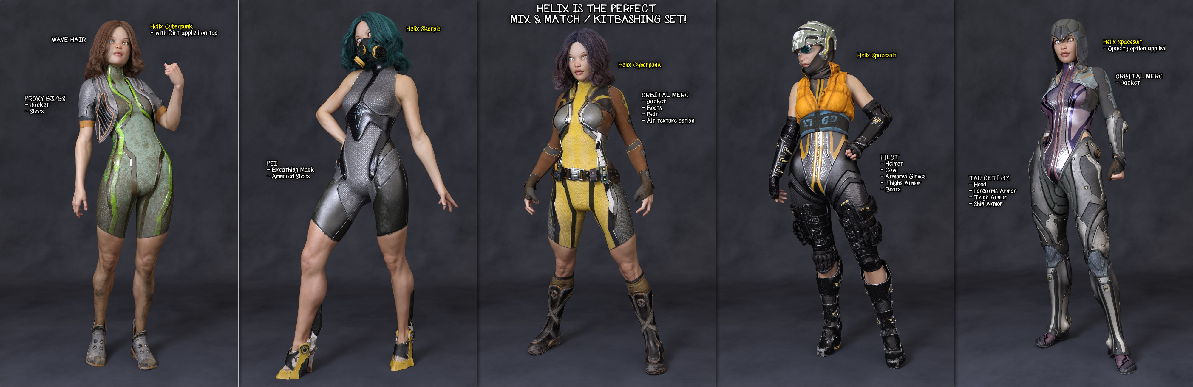 Helix Tau Outfit for Genesis 8 Female(s) by: Aeon Soul, 3D Models by Daz 3D