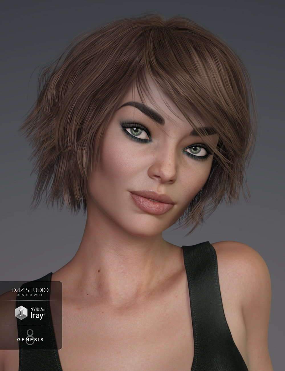 Pop Cut Hair for Genesis 3 and 8 Female(s) by: SWAM, 3D Models by Daz 3D