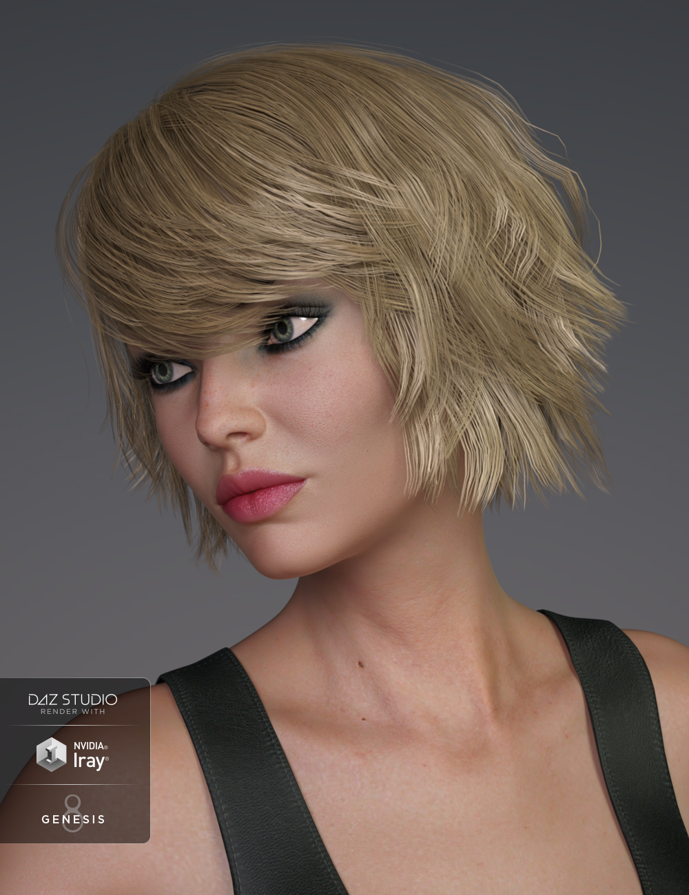 Pop Cut Hair for Genesis 3 and 8 Female(s) by: SWAM, 3D Models by Daz 3D