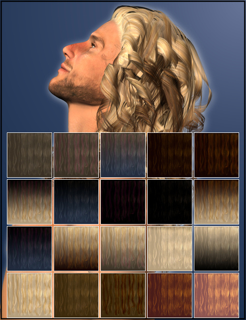 Curly Hair for Men by: the3dwizardMAB, 3D Models by Daz 3D