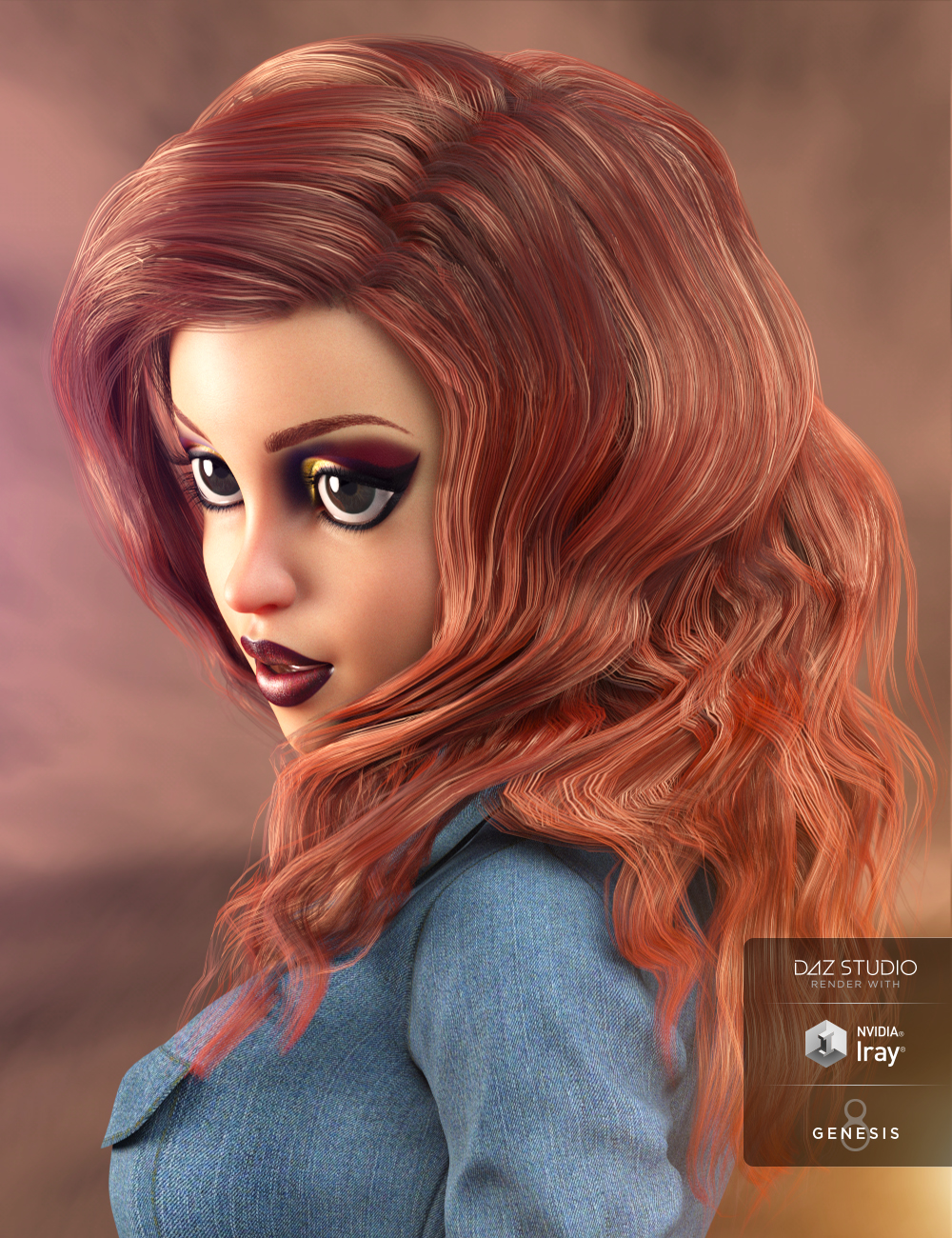 Lana Hair for Genesis 8 and 3 Female(s) by: 3DCelebrity, 3D Models by Daz 3D
