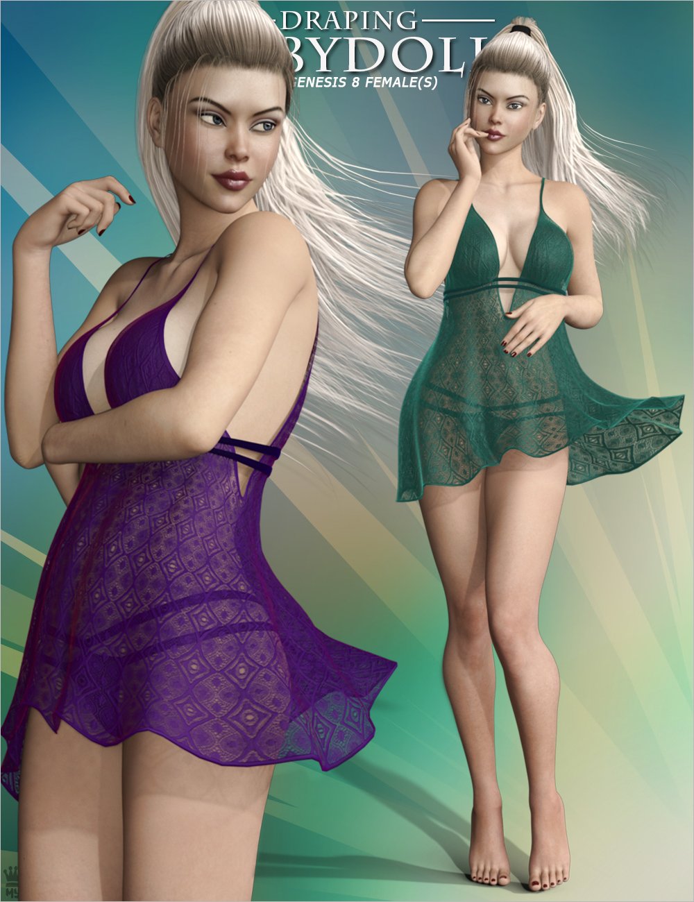 Draping Baby Doll Lingerie for Genesis 8 Female(s) by: Mytilus, 3D Models by Daz 3D